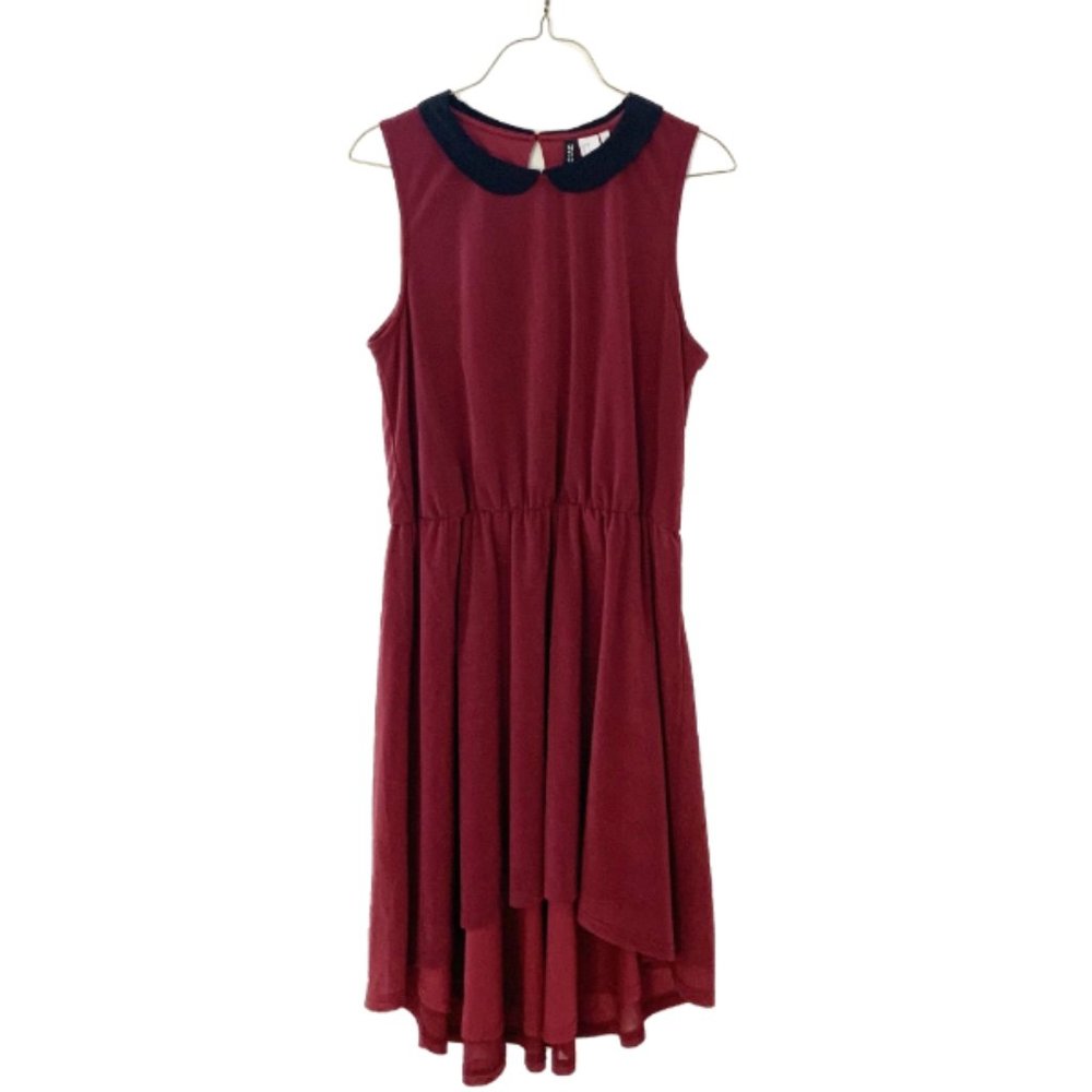 2/$30 Burgundy Maroon Peter Pan Collar Dress 8